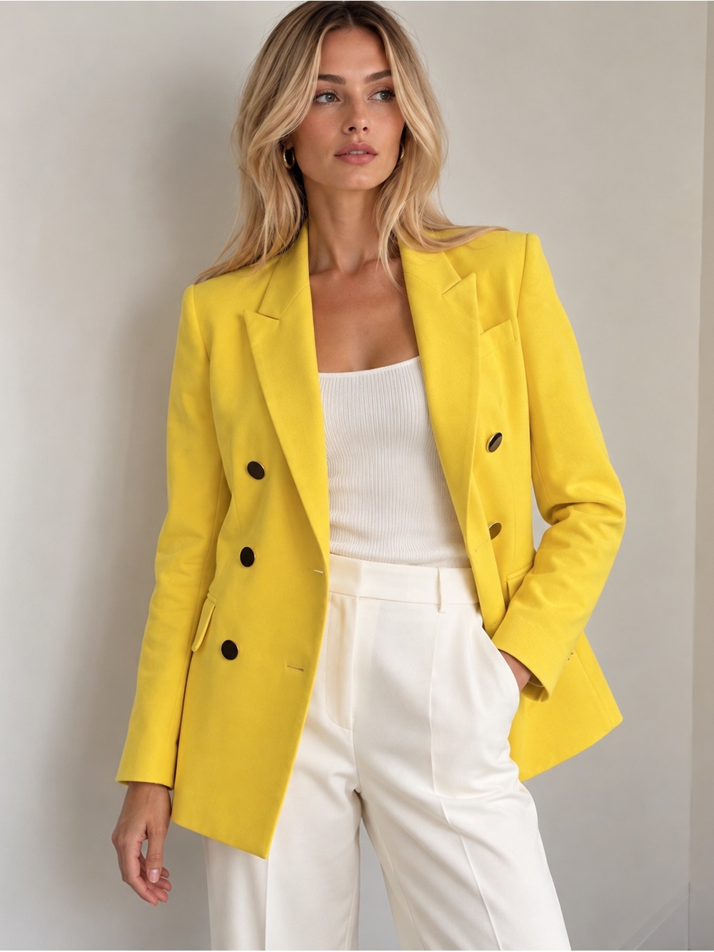 Babaton Aritzia Yellow Velvet Double Breasted Blazer Size 0
